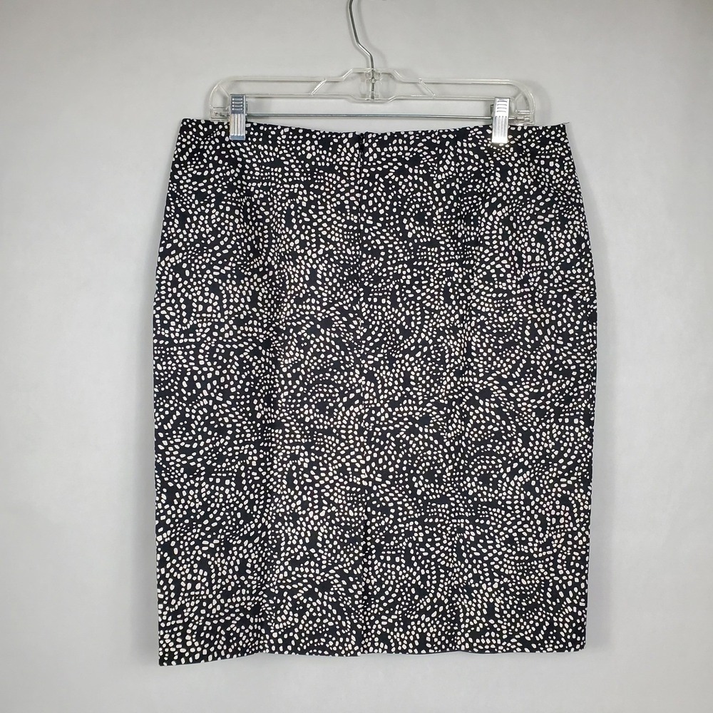 Liz Claiborne Womens‎ Black White Abstract Dot Cotton Pencil Skirt Size 12 Lined - Picture 2 of 9